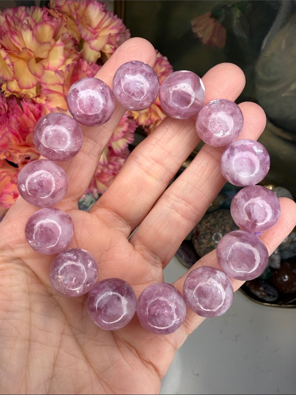 PINK LITHIUM MICA • Natural Gemstone Bracelet • B1333